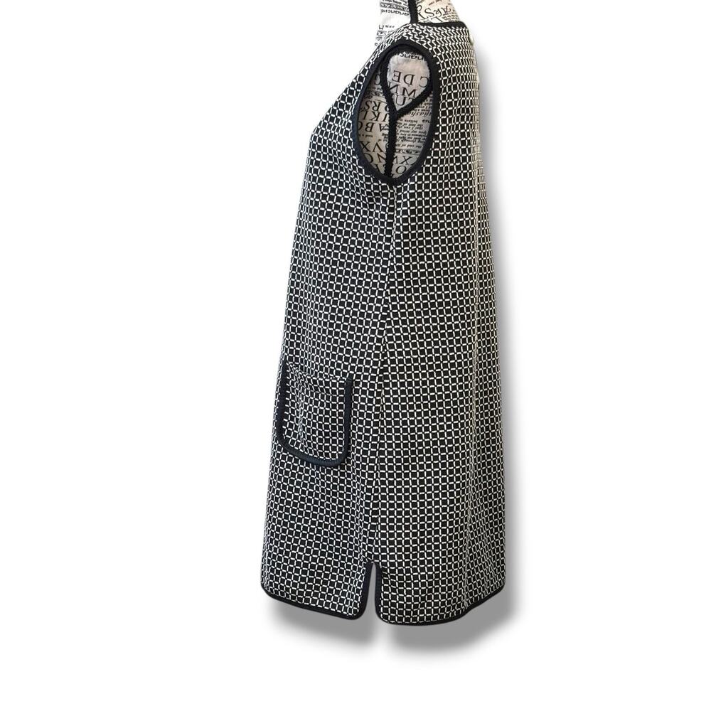 Max Studio Black Check Cotton Knit Sleeveless Sheath Dress $118 Retro NWT Size M - Picture 4 of 7
